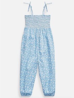 Polo by Ralph Lauren Girls Light Blue Floral Smocked Jumpsuit - Size 6